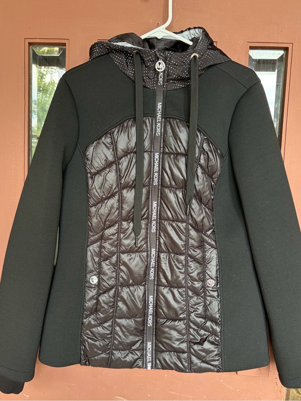 Michael Michael Kors women's mixed-media hooded jacket large nice